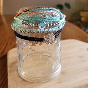 Colorful Pura Vida Bracelets Set with Wave & Crystal Charms